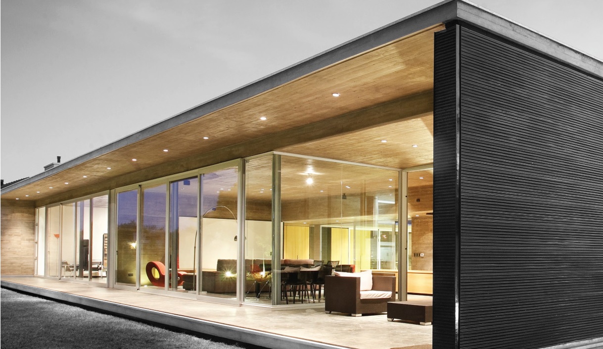 a building with glass walls