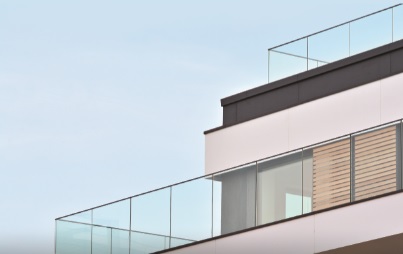 building facade with glassed in terraces