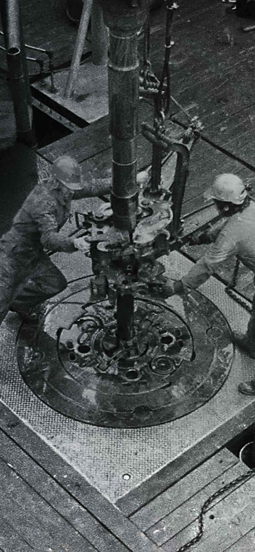 Oil workers working on oil platform