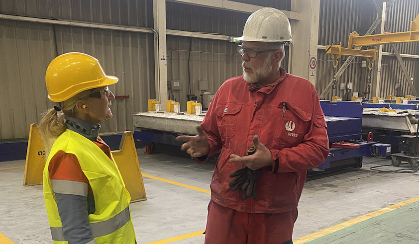 Steve with Ingrid Guddal, Head of Recycling in Hydro Aluminium Metal.